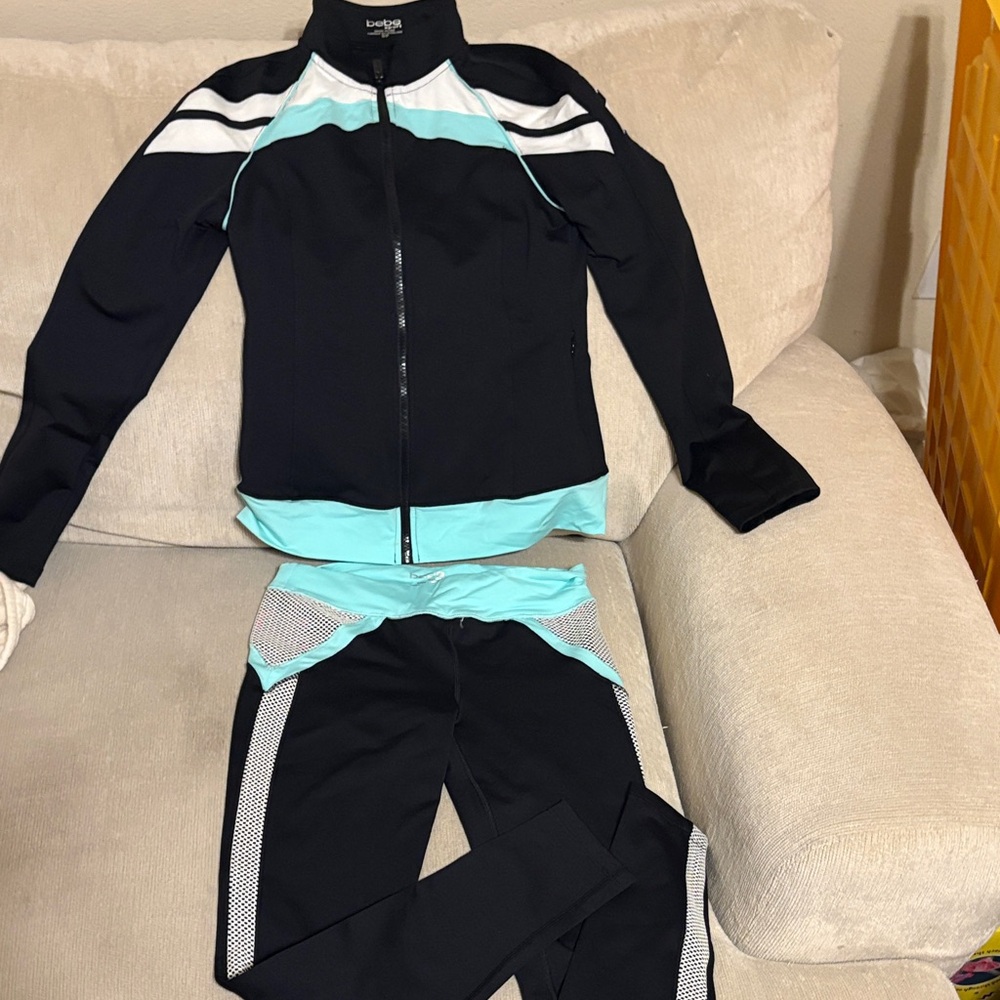Bebe Sport Black and Aqua Jacket